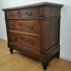 Vintage Antiek Dressoir Commode Ladekast, Badkamermeubel Met Marmer Blad 26 thumbnail 8