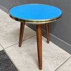 Blue Formica Round Vintage Plant Table 1960S thumbnail 6