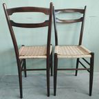 Set Vintage Keukenstoelen Lichtgewicht Gio Ponti Style Donkerbruin thumbnail 4