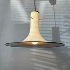 Metalen Mid Century Witte Space Age Heksenhoed Hanglamp Met Zwarte Decoratieve Elementen thumbnail 6