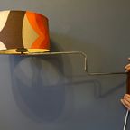 Space Age Swing-Arm Wandlamp Met Oranje Bloem Schaduw thumbnail 7