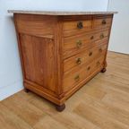 Vintage Antiek Dressoir Commode Ladekast Met Marmer Blad 810 thumbnail 5