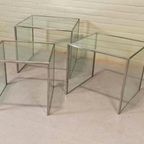 Vintage Glas En Chrome Mimiset Nesting Tables Bijzettafels thumbnail 8