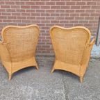 2 Vintage Boho Stijl Rotan En Bamboe Fauteuils thumbnail 5
