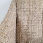 Vintage Fauteuils Beige Stof Eiken Kleur Frame 2 Stuks thumbnail 8