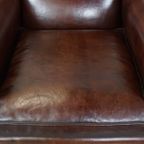 Comfortabele En Correcte Donkere Antieke Schapenleren Engelse Armchair In Zeer Goede Staat thumbnail 7