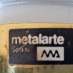 Vintage Metalarte Tafellamp George Hansen Leer Messing ‘60 thumbnail 8