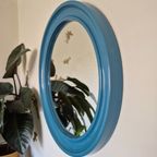 Carrara & Matta Spiegel. Vintage Xl Ronde Spiegel Blauw. thumbnail 3
