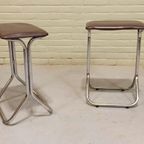 Set Van 2 Vintage Chrome En Vinyl Kruks Krukjes thumbnail 14