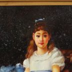 Charmant Schilderij Jong Meisje Gouden Lijst Lady Sybil Primrose thumbnail 11