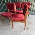 Set/4 Vintage Topform Teak Eettafel Stoelen thumbnail 9