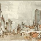 José Van Gucht - Aquarel - Veurne Markt thumbnail 3