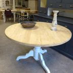 Prachtige Witte Landelijke Ronde Eettafel 130 Cm thumbnail 3