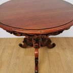 Antieke Ronde Salontafel, Koffietafel Wijntafel Mahonie Hout thumbnail 6