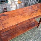 Fraai Geleefde Teakhouten Sidetable, Wandtafel, Wandconsole, thumbnail 5