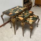 Vintage Nesting Tables / Mimiset Met Onyx Bladen Regency Stijl thumbnail 9