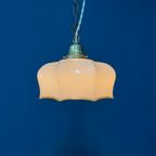 Vintage Beige Glazen Hanglamp Met Messing Armatuur thumbnail 10