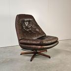 Vintage Deense Draaifauteuil, Kantelbaar, Leer thumbnail 2