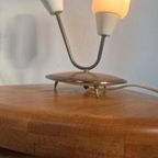 Zeldzame Jaren 50 Teak Melkglas Tafellamp Vintage Design thumbnail 9