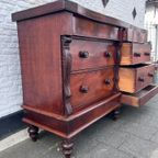 Antiek Engelse Mahonie 8 Ladenkast - Dressoir 180 Cm Breed thumbnail 19