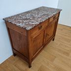 Vintage Frans Dressoir Commode, Ladekast Bakamermeubel Met Marmer Blad thumbnail 9