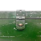 Vintage Metalen Legerkist Staal Groen Antiek thumbnail 7