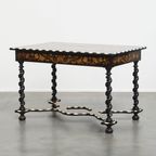 Prachtige En Sierlijke, Antieke 19e Eeuwse Hollandse Marqueterie Tafel thumbnail 8