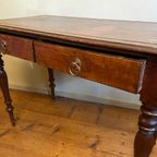 Magnifiek Bureau Werktafel Leer En Ingelegd Met Bladgoud 19e Eeuws Frans thumbnail 14