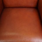 Statige, Luxe Set Van 2 Cognac Kleurige Rundlederen Art Deco Design Fauteuils thumbnail 6