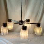 Tijdloze Mid Century Modern Vintage Hanglamp Met 5 Kristalachtige Kapjes, Reliving thumbnail 13