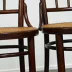 Super Leuke Set Van 4 Originele Antieke Thonet Bistro Stoelen Met Gematte Zittingen thumbnail 15