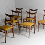 Set Van 6 Vintage Mid-Century Stoelen Met Unieke Gebogen Rug thumbnail 9