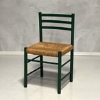 Jaren 70 Eettafelstoelen 4x Vintage Groen Riet Prijs P/stuk thumbnail 6