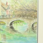 Charmant Schilderij Aquarel Begijnhof Brugge Verhaeghe 1989 thumbnail 9