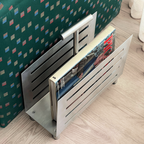 Vintage Brushed Stainless Steel Magazine Rack thumbnail 3