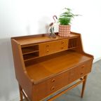 Zweeds Teak Secretaire Met Lades En Uitschuifbaar Blad, Bureau thumbnail 13