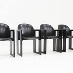Dialogo Zwarte Leren Eetkamerstoelen Van Afra En Tobia Scarpa Voor B&B Italia, 1974, Set Van 4 thumbnail 13