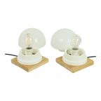 Koppel Mushroom Lampjes Nachtlamp Opaline Vintage thumbnail 4