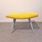 Nieuw Bekleed Vintage Voetenbankje Footstool Ottoman Voetenbank Krukje Geel thumbnail 6