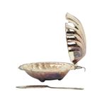 Vintage Coquille Schelp Boterschaal Mes Verzilverd Metaal Queen Anne thumbnail 4