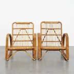 Set Van 2 Luxe Franse Rotan Vintage Design Fauteuils Uit De Jaren ’50 thumbnail 2