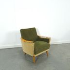 Groen Fluweel Stoffen Fauteuil Met Houten Leuningen thumbnail 7