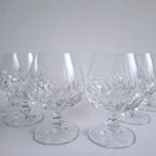 6 Zware Vintage Handgemaakte Kristallen Brandy / Cognac Glazen thumbnail 2