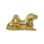 Messing Hond Met Puppies Bloedhond Basset Geel Koper Sculptuur 14Cm thumbnail 9