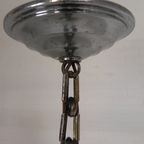 Art Deco Hanglamp Met Ronde Bol Met Geometrische Patronen, Jaren 30 thumbnail 10