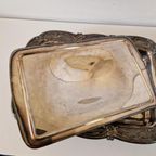 Antieke Serveerschaal Zilverkleurige Schaal Bord thumbnail 11