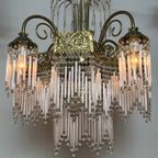 Vintage Art Deco Jaren 20 Stijl Kroonluchter Hanglamp Opaline Staafjes thumbnail 2