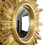Gouden Sunburst Spiegel Zonnespiegel Hout Convex Heksenspiegel Sixties thumbnail 8