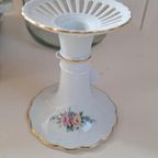 Vintage Porseleinen Kandelaar, Tettau Atelier, Bloemmotief thumbnail 2