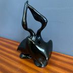 Black Ceramic Figurine Of 2 Pelicans By Miroslav Smutny 1960S thumbnail 7